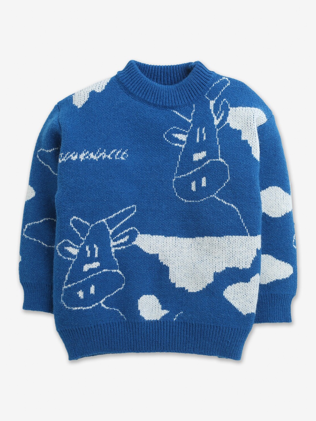 

Hopscotch Boys Blue & White Animal Printed Pullover
