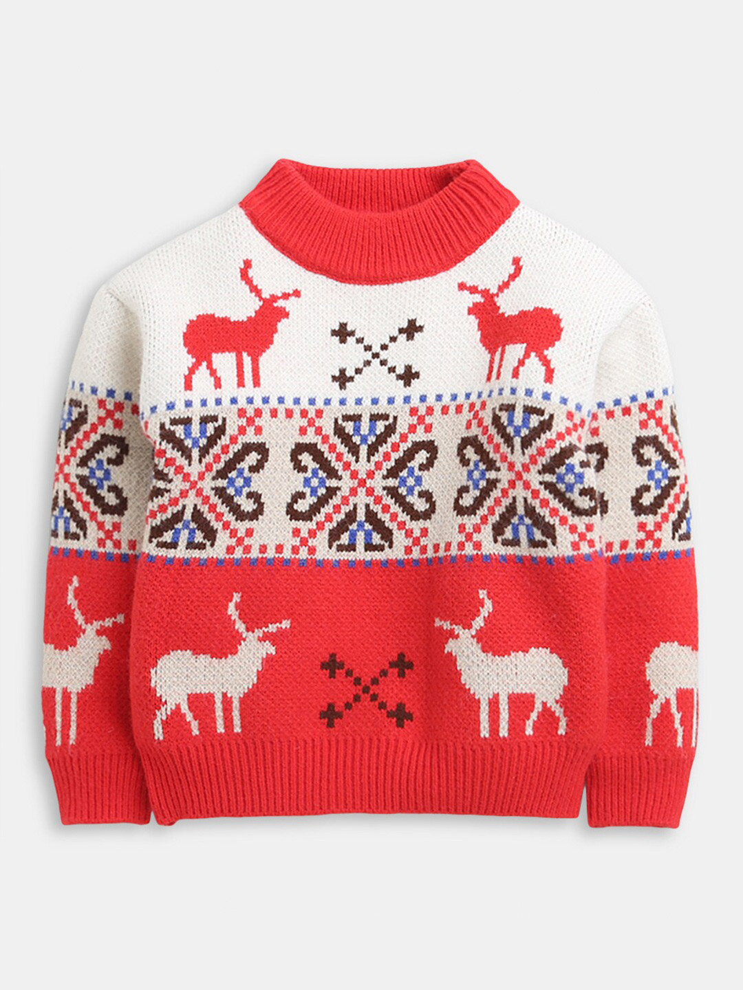 

Hopscotch Girls Red & White Printed Pullover