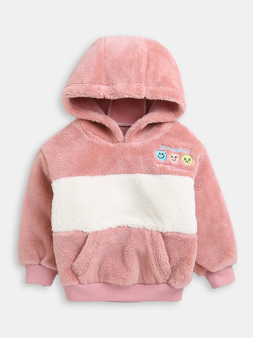 

Hopscotch Girls Pink Colourblocked Hooded Cotton Sweatshirt