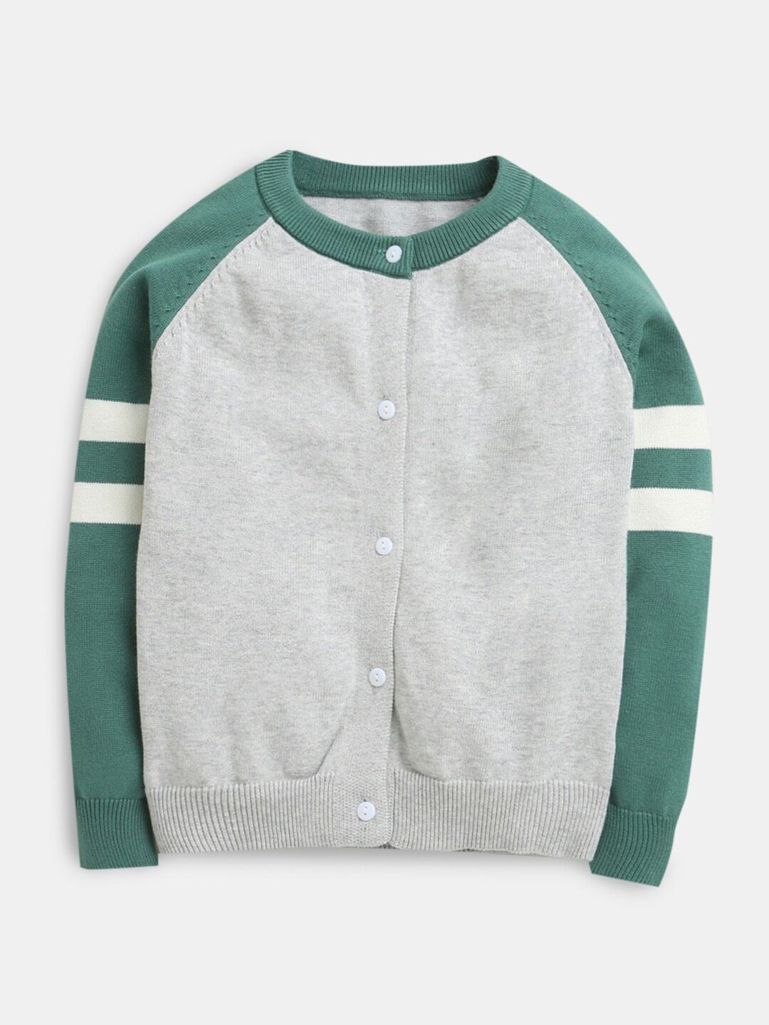 

Hopscotch Boys Grey & Green Colourblocked Cardigan