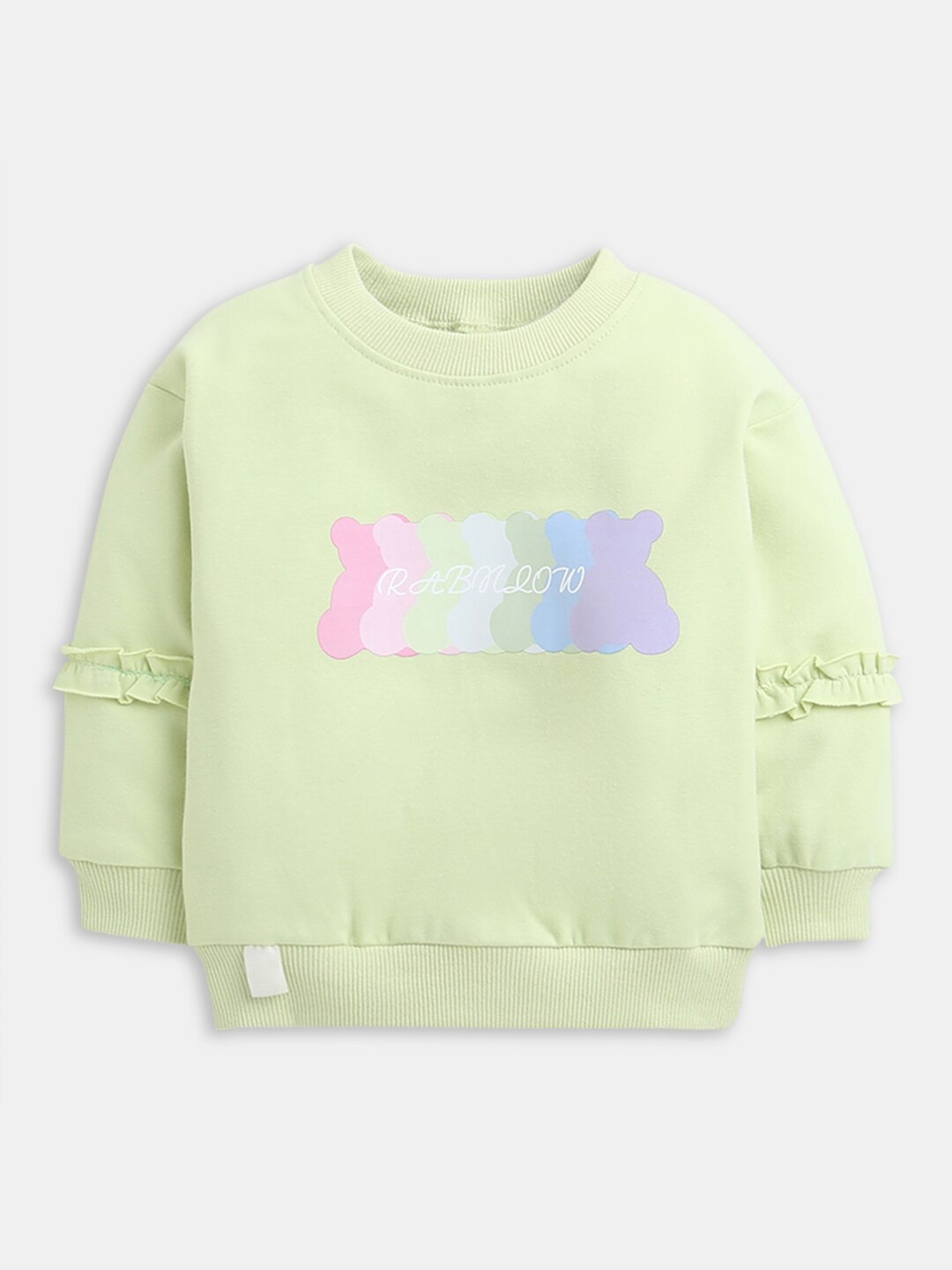 

Hopscotch Girls Green Graphic Printed Sweatshirt