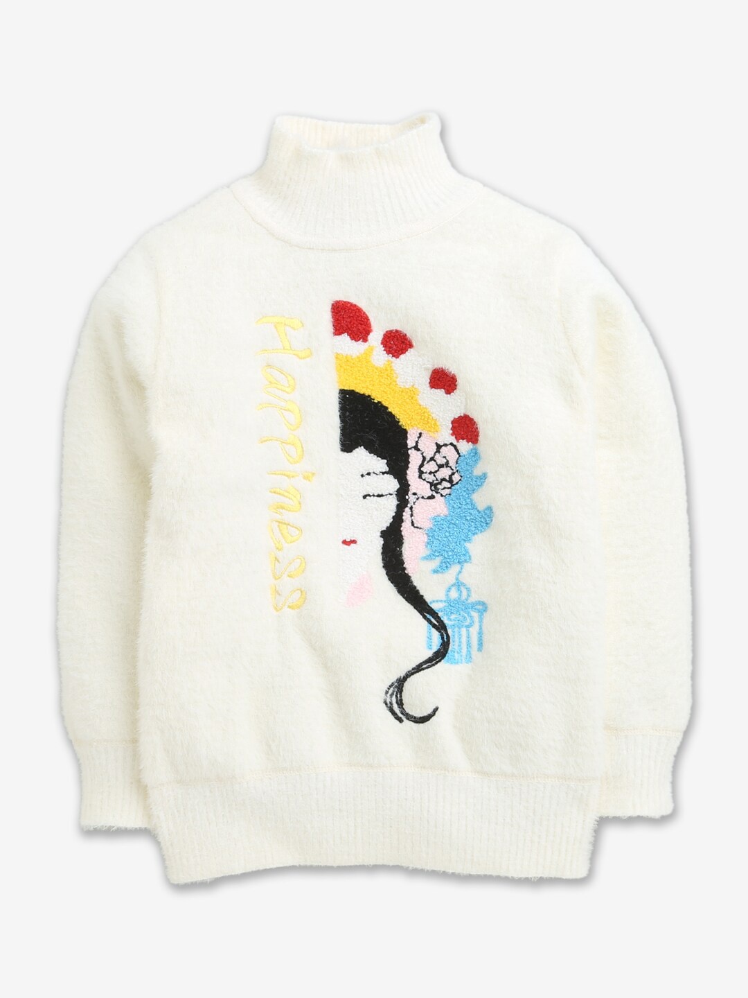 

Hopscotch Girls White & Yellow Printed Cotton Pullover