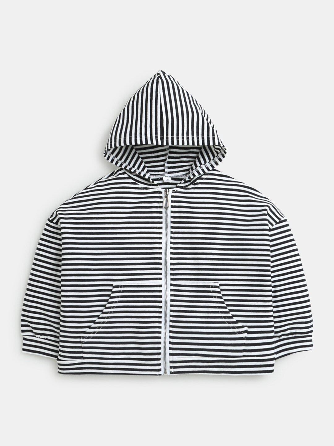 

Hopscotch Girls Black Striped Hooded Sweatshirt