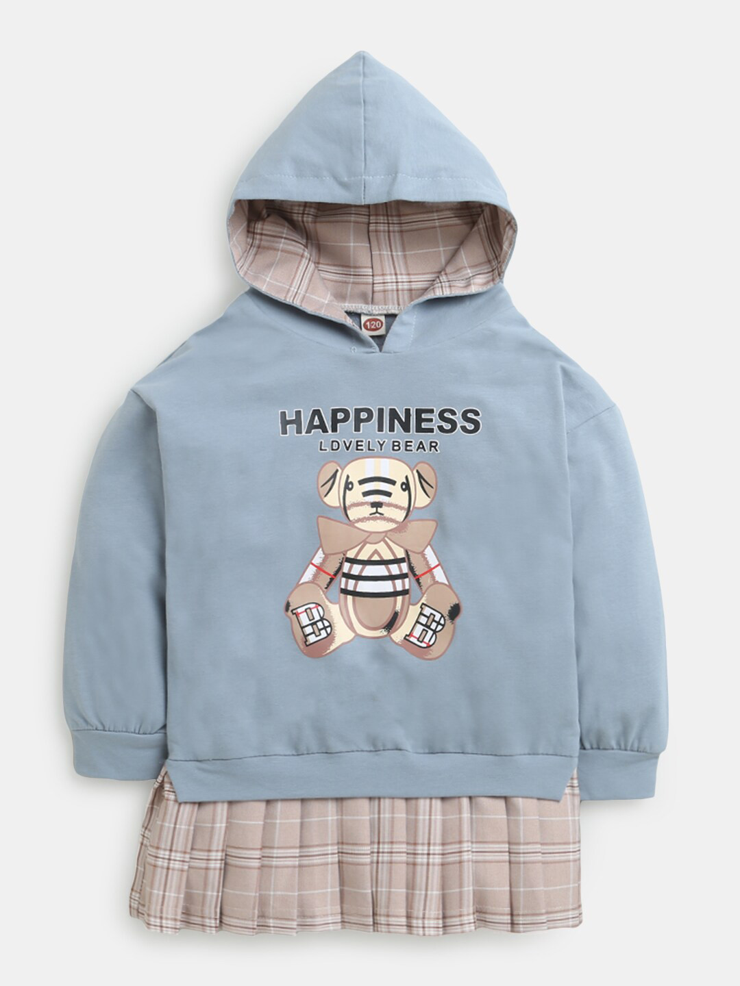 

Hopscotch Girls Blue Printed Hooded Sweatshirt