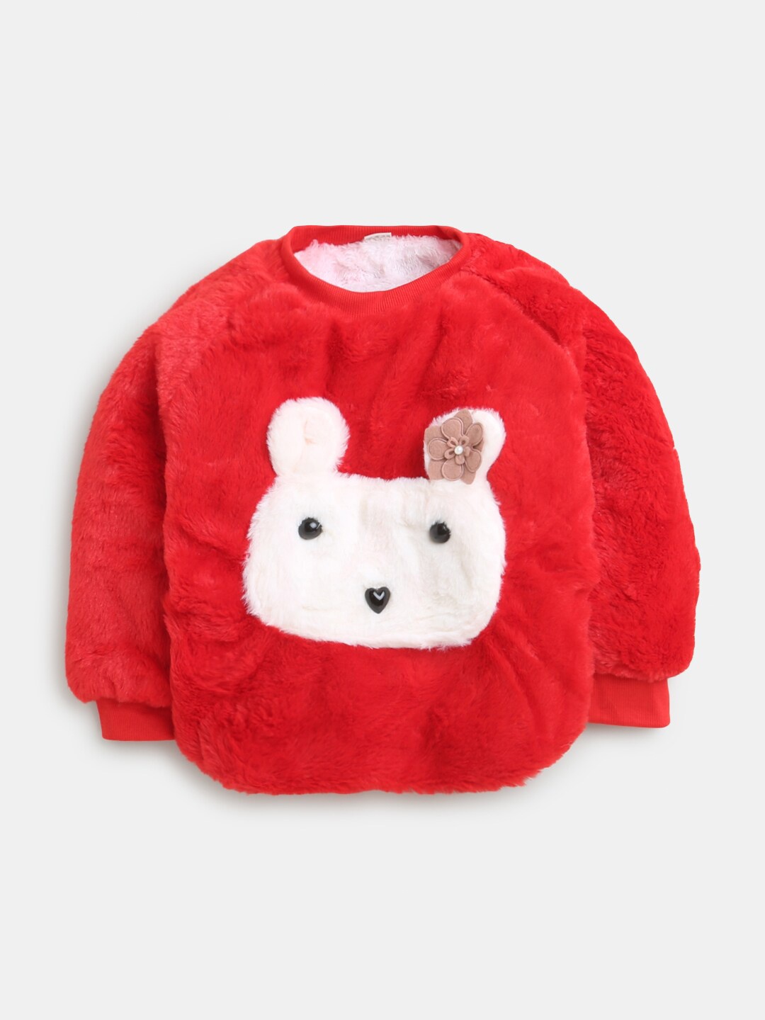 

Hopscotch Girls Red Floral Applique Cotton Sweatshirt