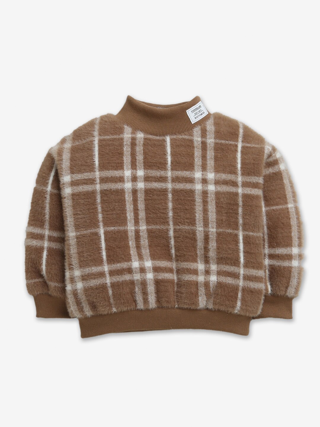 

Hopscotch Boys Brown Checked Cotton Sweatshirt