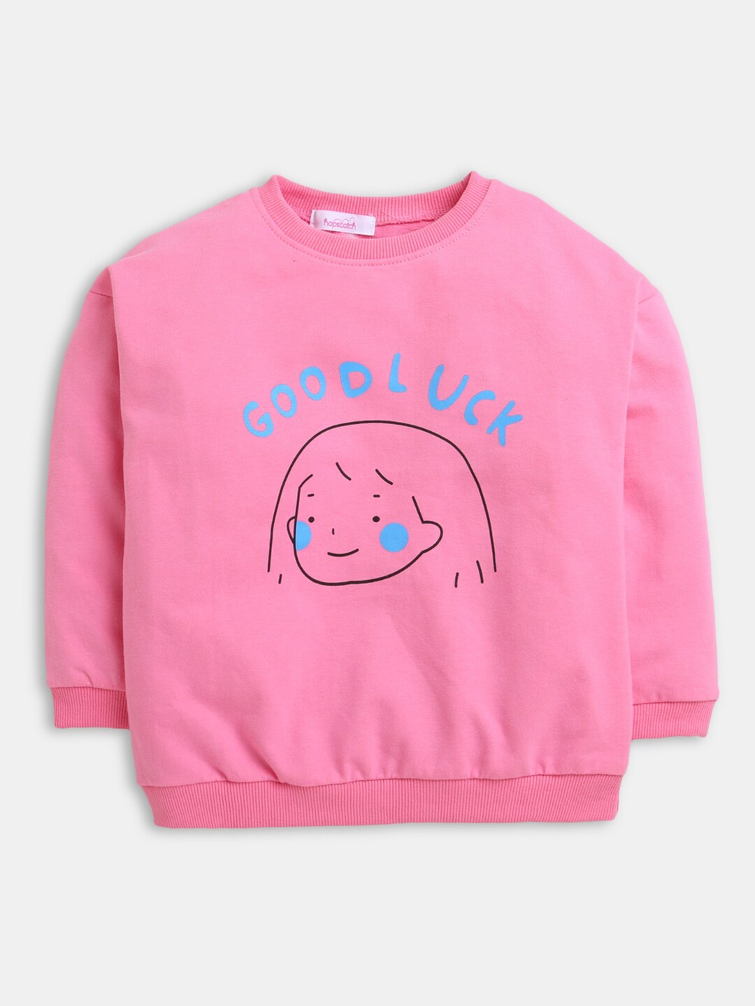 

Hopscotch Girls Pink Printed Sweatshirt
