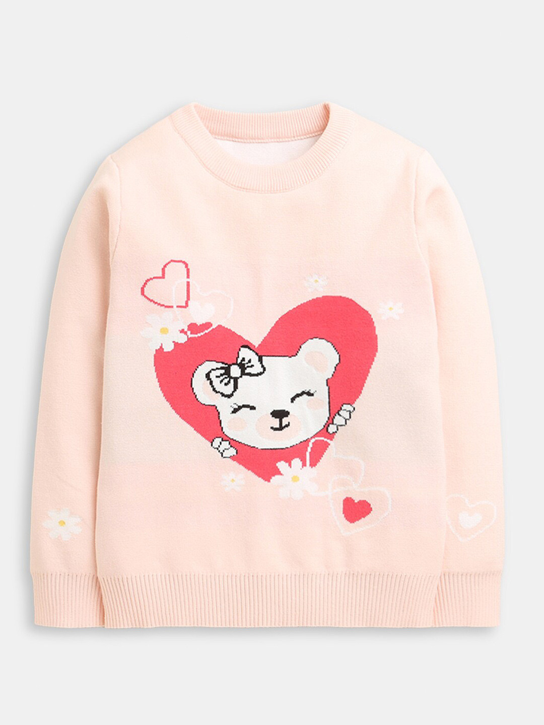 

Hopscotch Girls Pink & White Printed Pullover