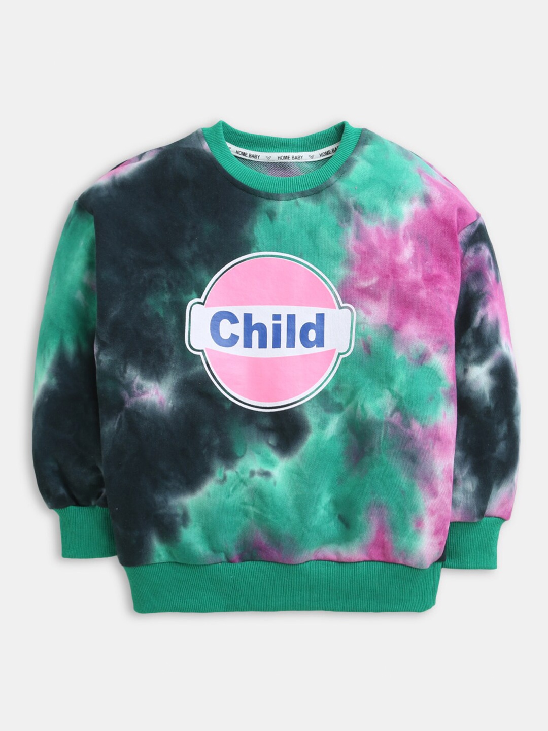 

Hopscotch Boys Green Graphic Print Tie And Dye Sweatshirt