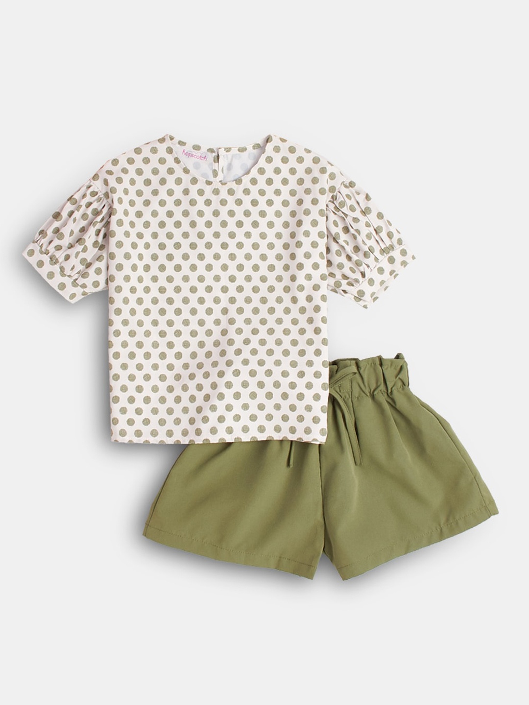 

Hopscotch Girls Green & White Printed Top with Shorts