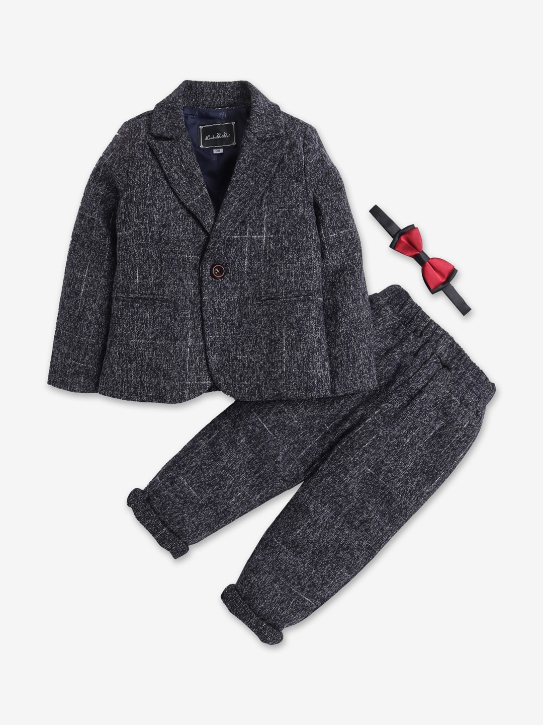 

Hopscotch Boys Printed 3-Piece Suit, Charcoal