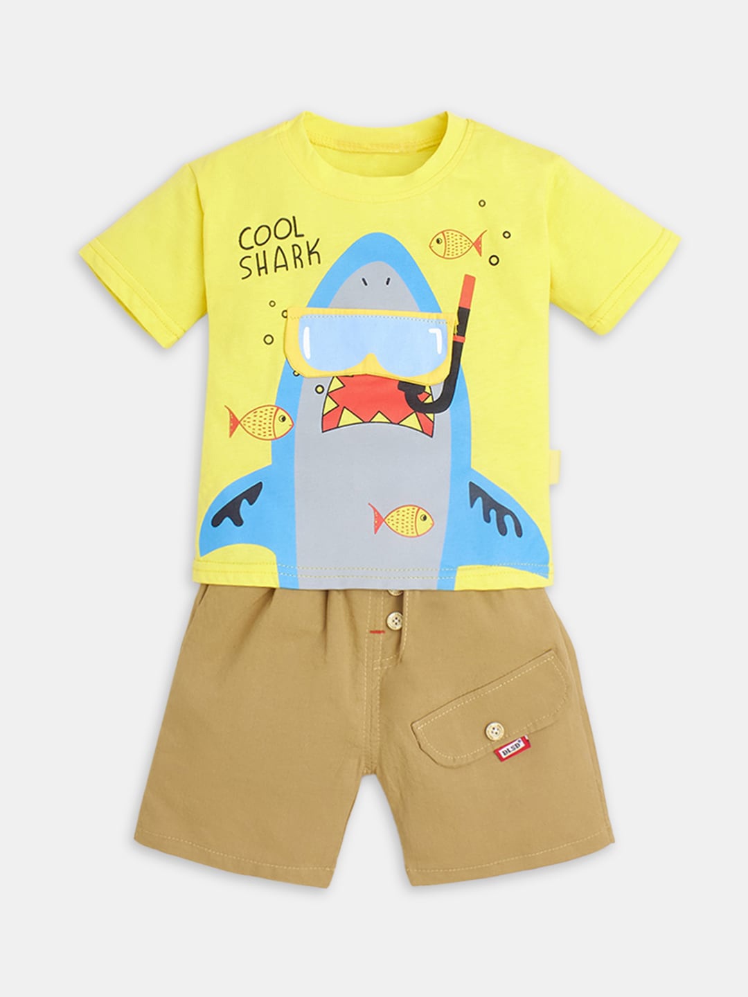 

Hopscotch Boys Yellow & Blue Printed T-shirt with Shorts