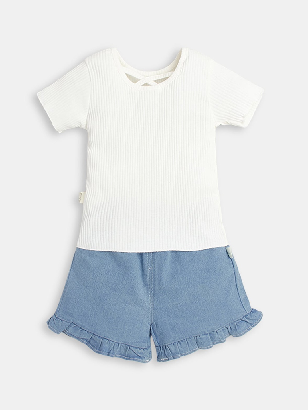 

Hopscotch Girls White & Blue T-shirt with Shorts