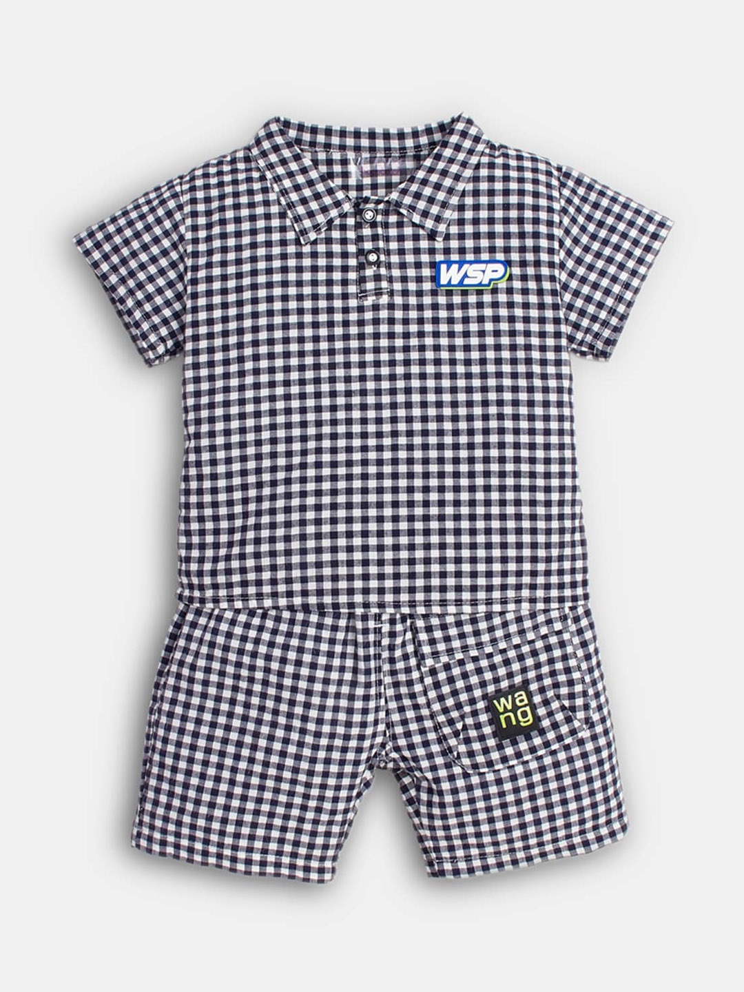 

Hopscotch Boys Black & White Checked T-shirt with Shorts