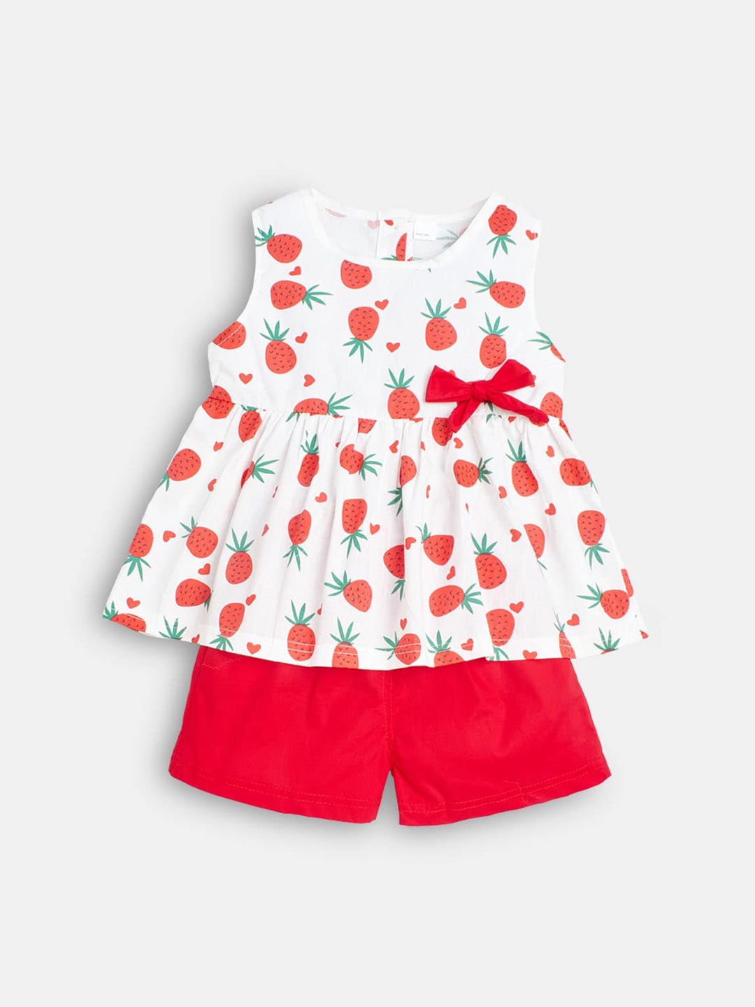 

Hopscotch Girls Red & White Printed Top with Shorts Set