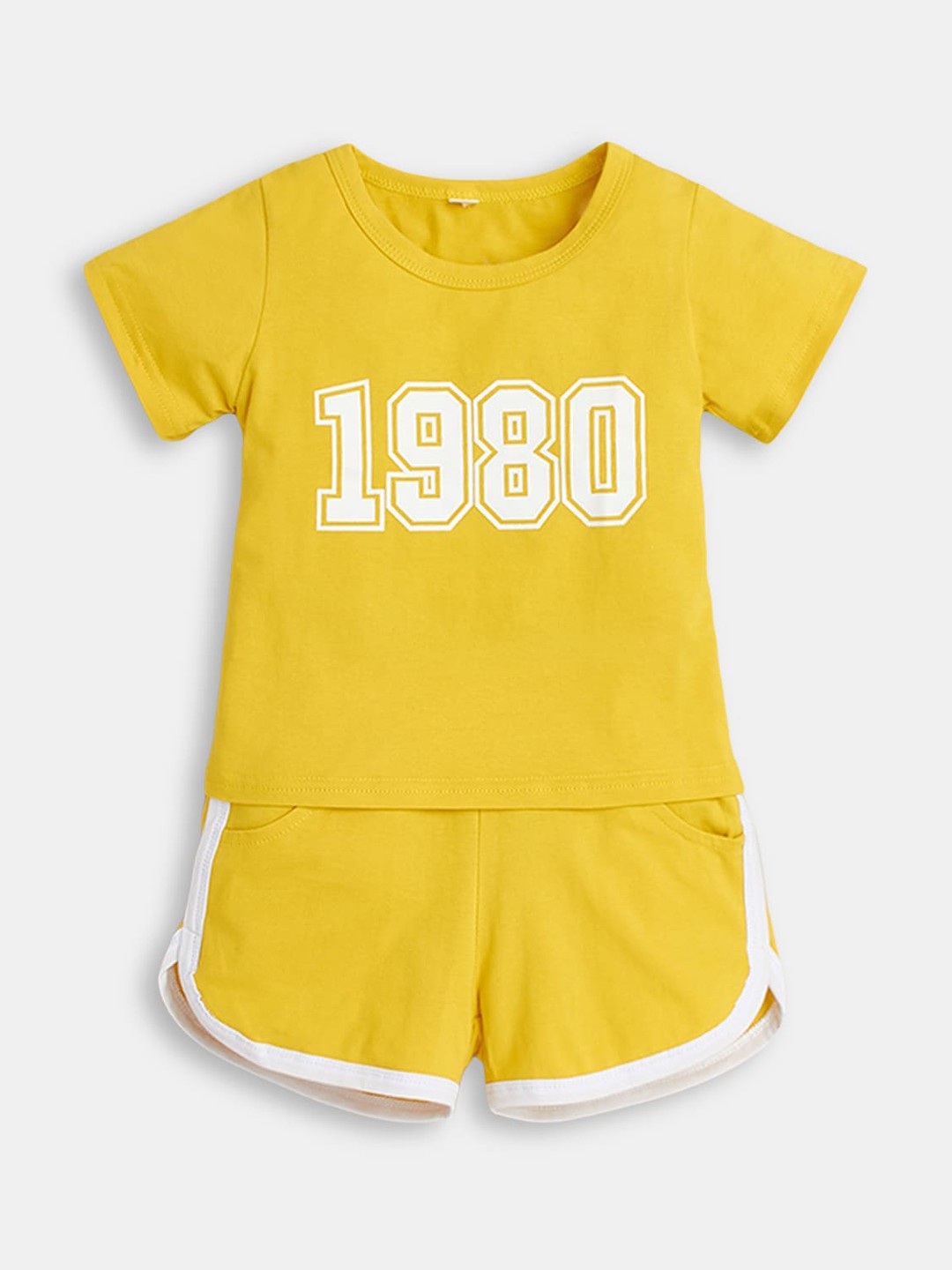 

Hopscotch Boys Yellow & White Printed T-shirt with Shorts