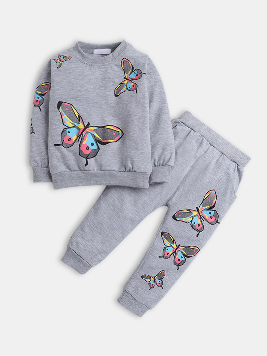 

Hopscotch Girls Grey & Red Printed T-shirt with Trousers