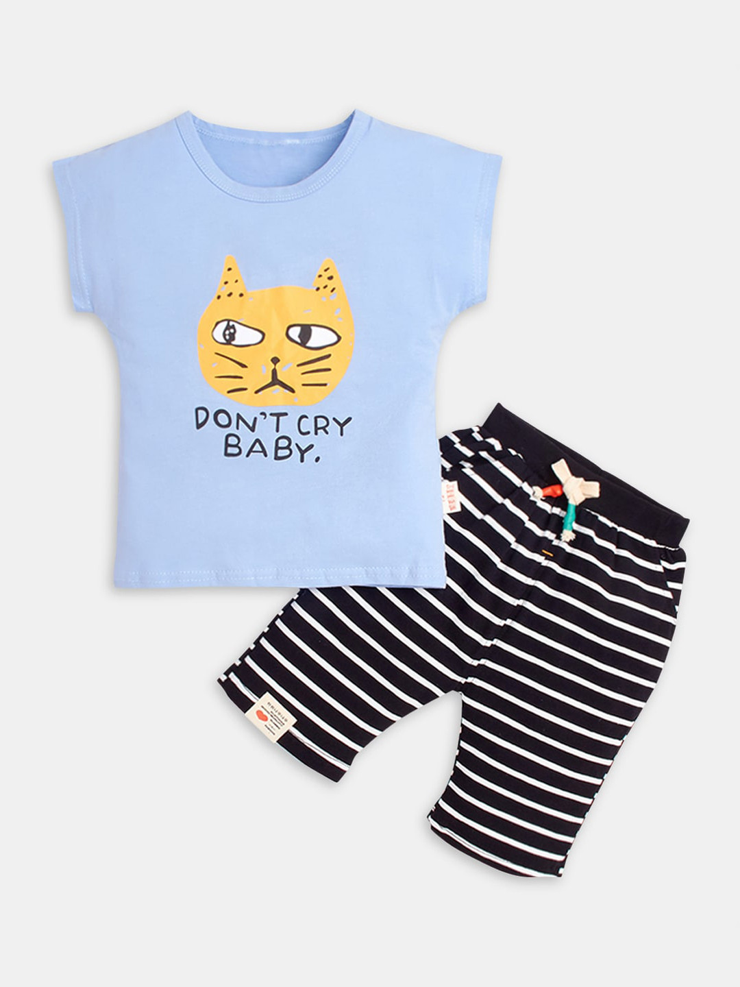 

Hopscotch Boys Blue & Black Printed T-shirt with Shorts