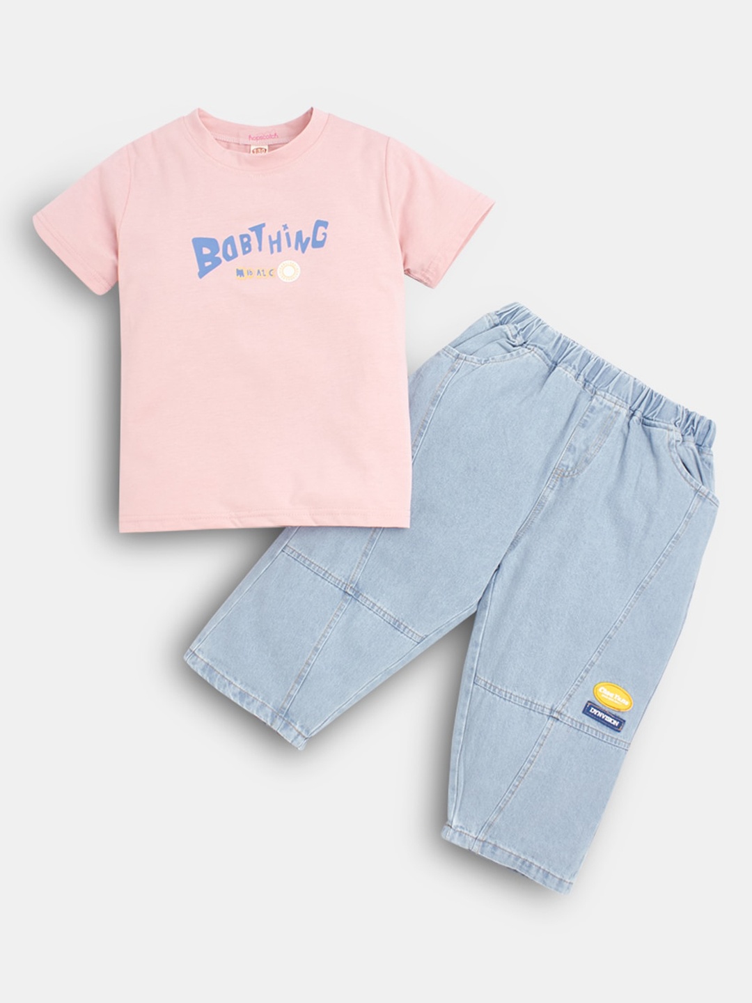 

Hopscotch Boys Pink & Blue Printed T-shirt with Shorts