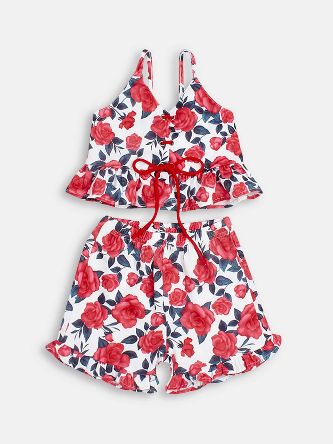 

Hopscotch Girls Red & White Printed Top with Shorts