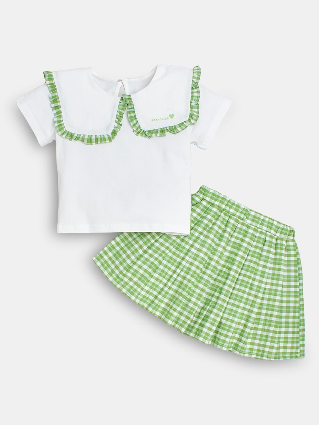 

Hopscotch Girls Green & White Checked Top with Skirt