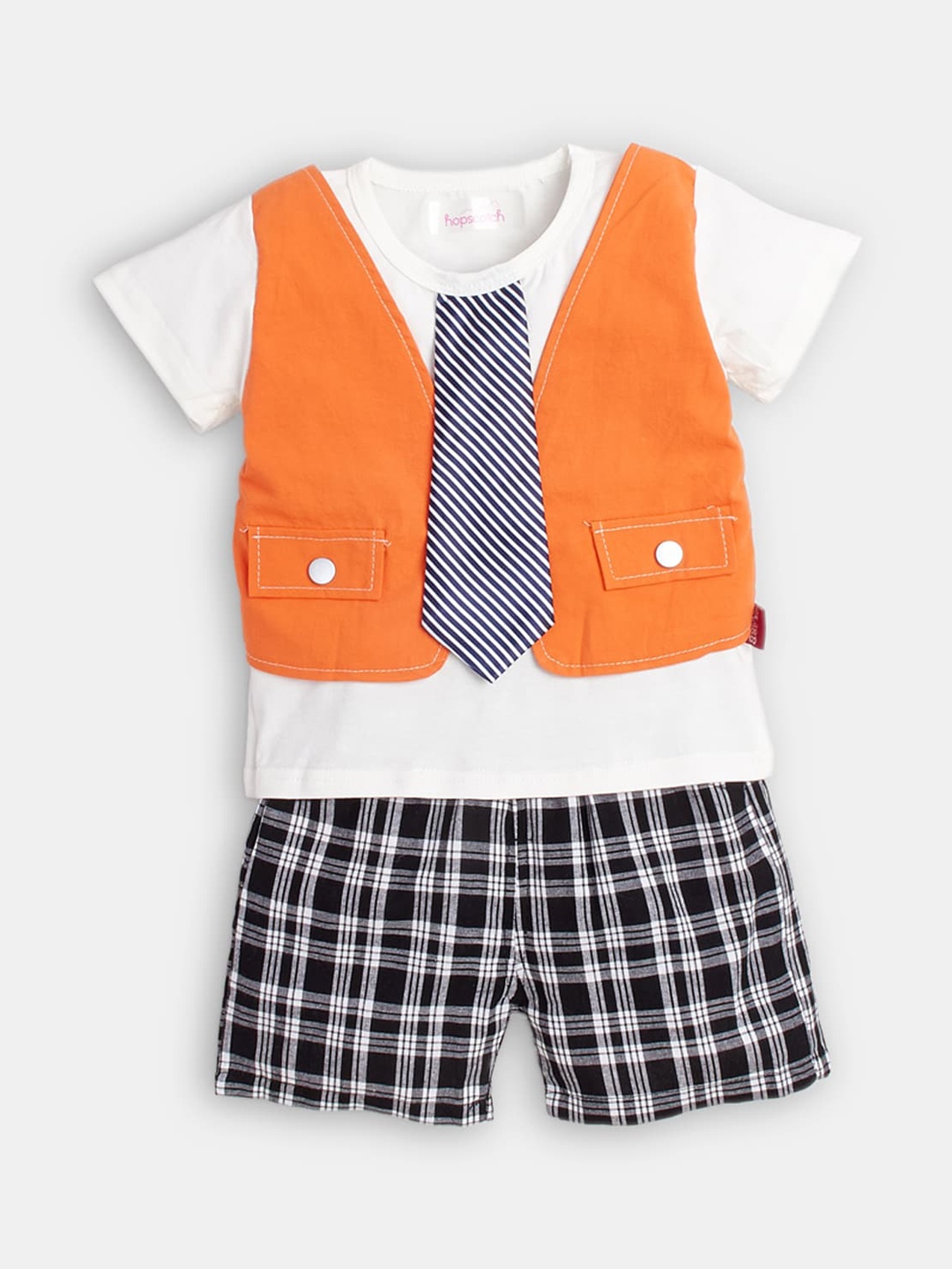 

Hopscotch Boys Orange & White T-shirt with Shorts