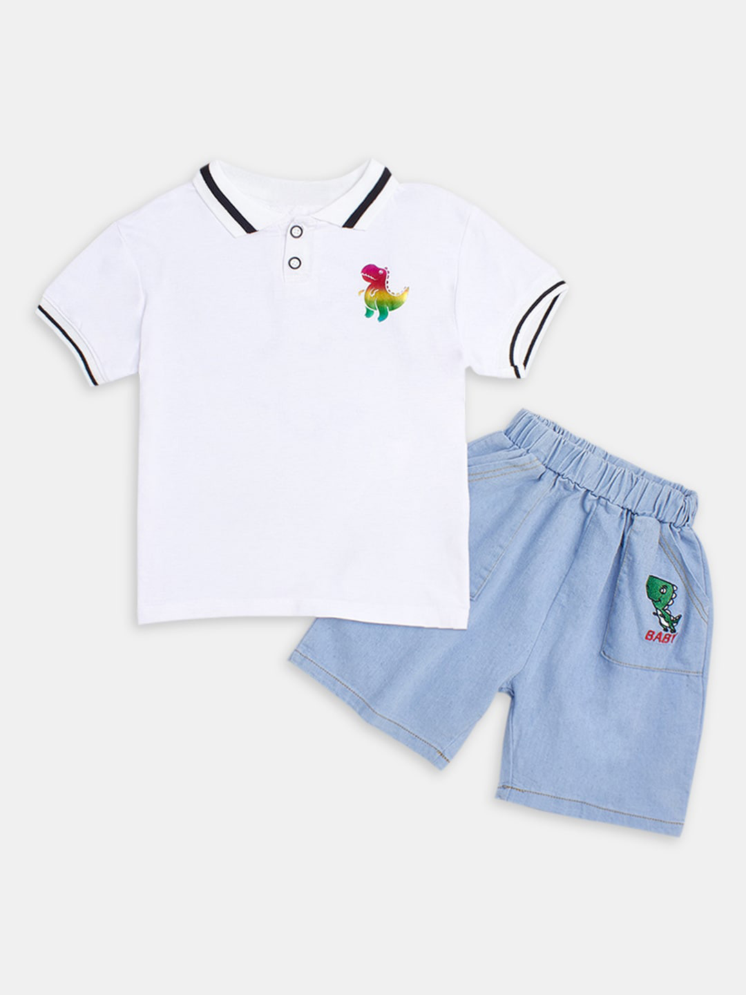 

Hopscotch Boys White Printed Clothing Set