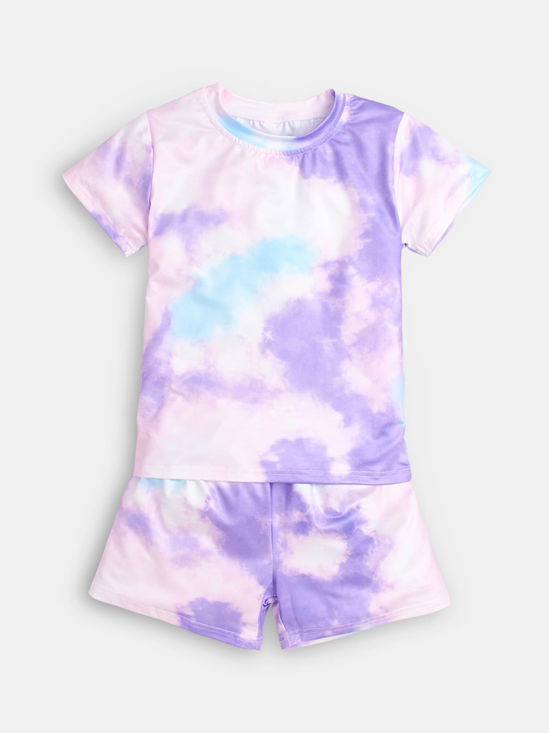

Hopscotch Girls Pink & Purple Dyed T-shirt with Shorts