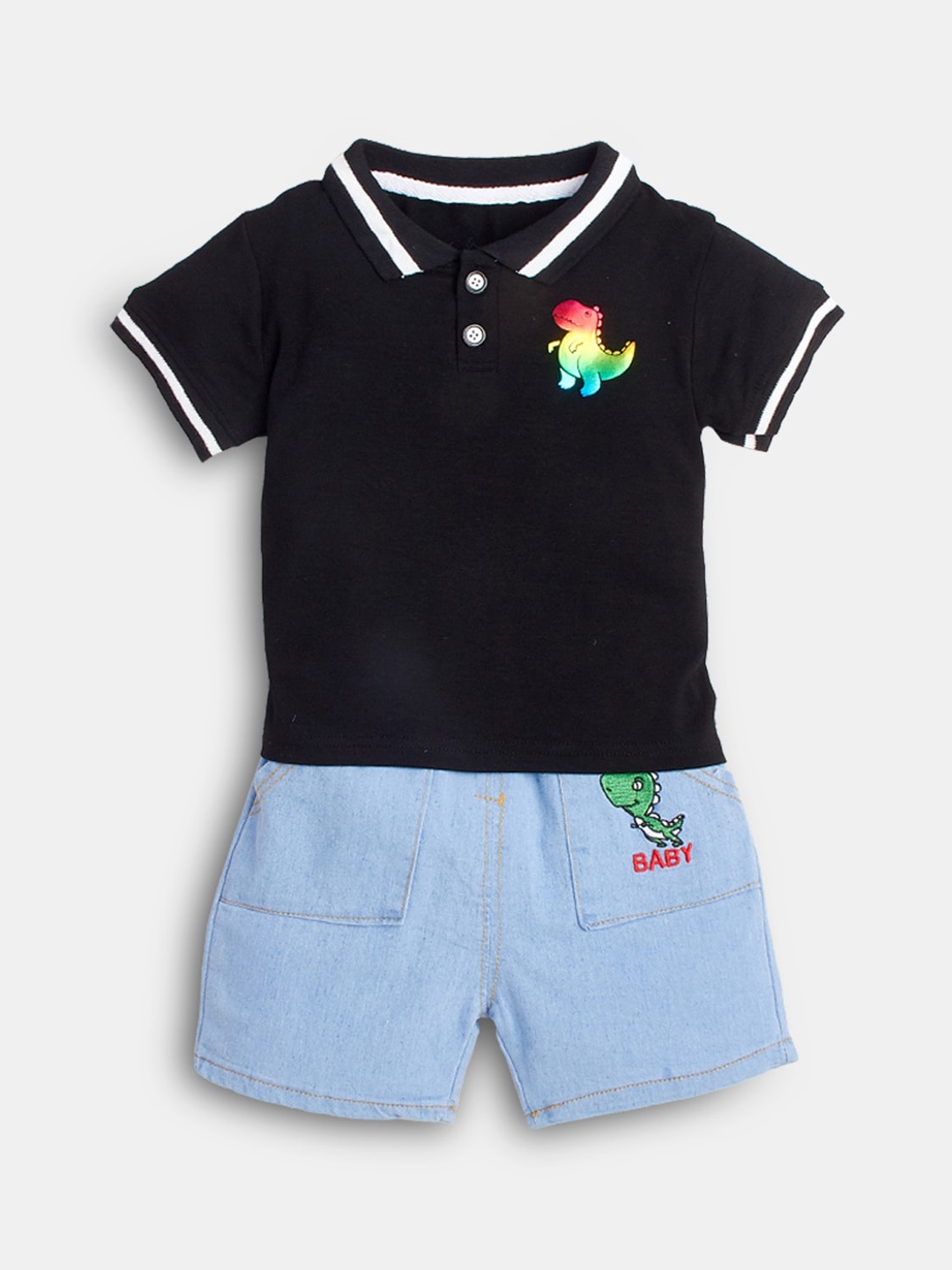 

Hopscotch Boys Black & Blue T-shirt with Shorts Set