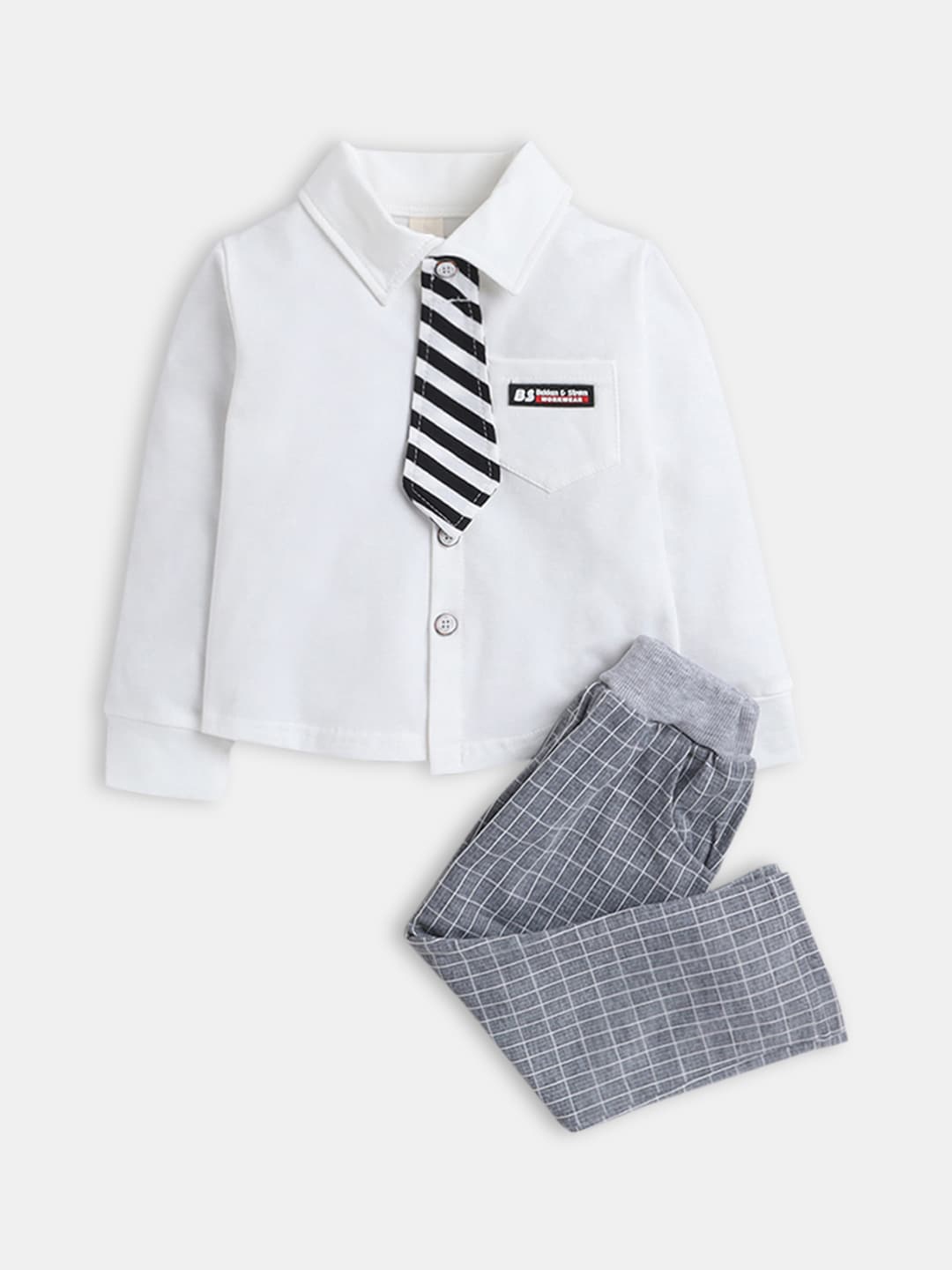 

Hopscotch Boys White & Black Shirt with Trouser & Tie Set