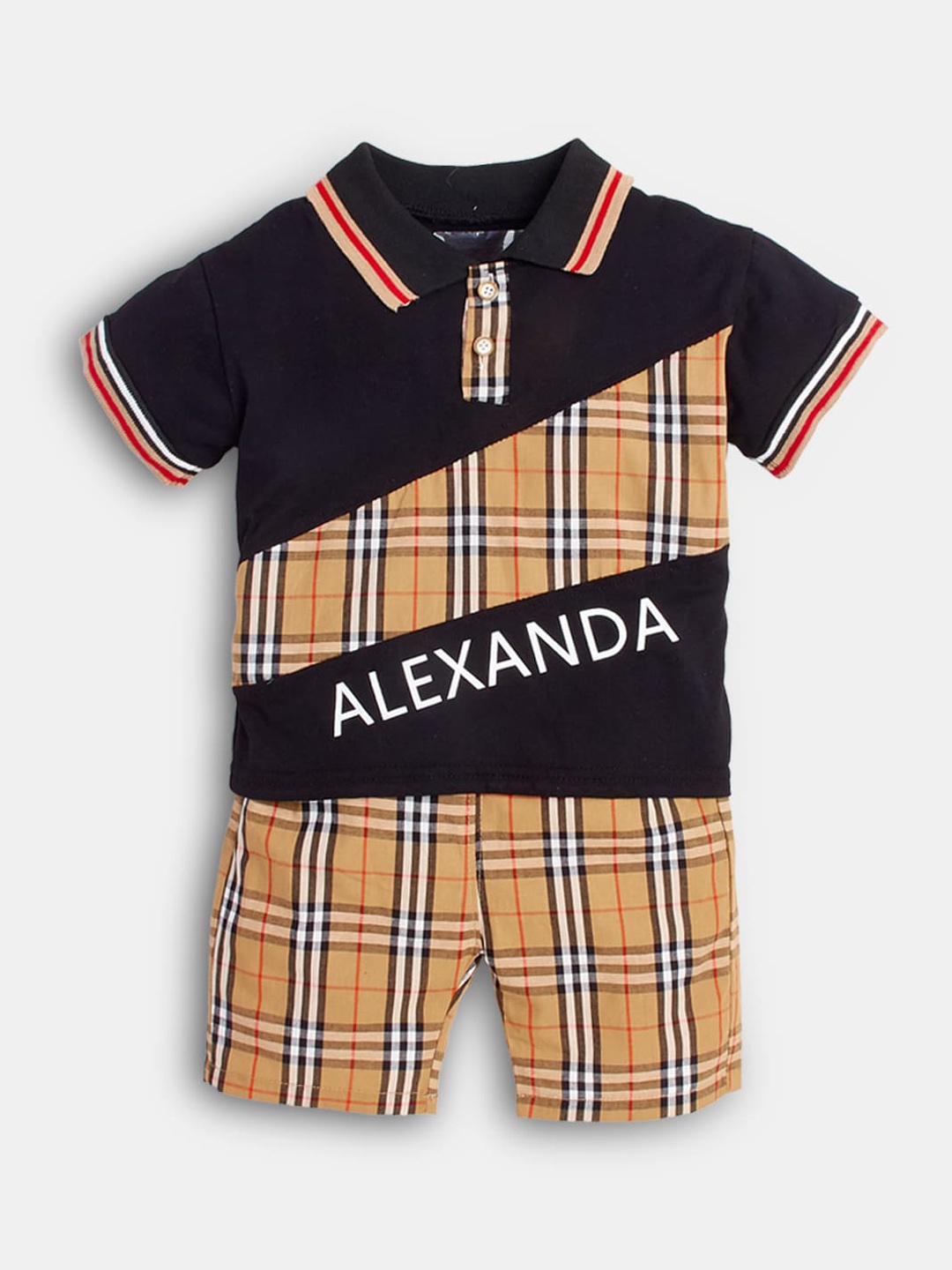 

Hopscotch Boys Black & White Checked T-shirt with Shorts