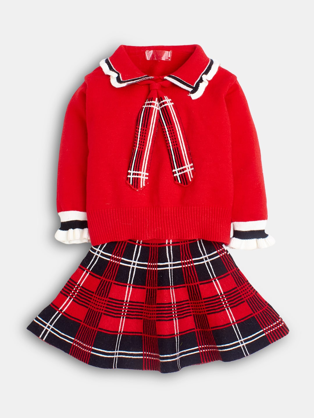 

Hopscotch Girls Red Checked Clothing Set