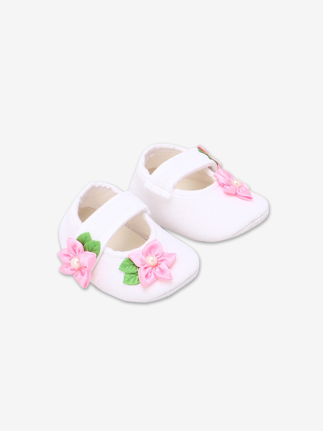 

Hopscotch Infants White Printed Booties With Flower