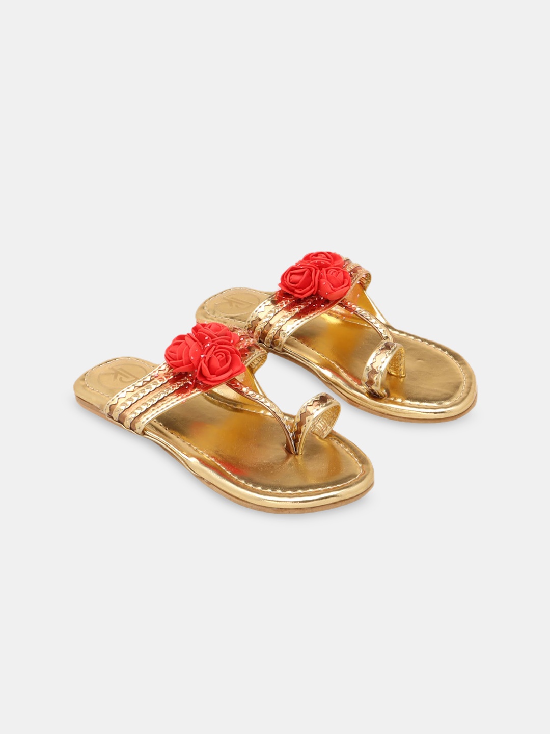 

Hopscotch Girls Gold-Toned Ethnic One Toe Flats