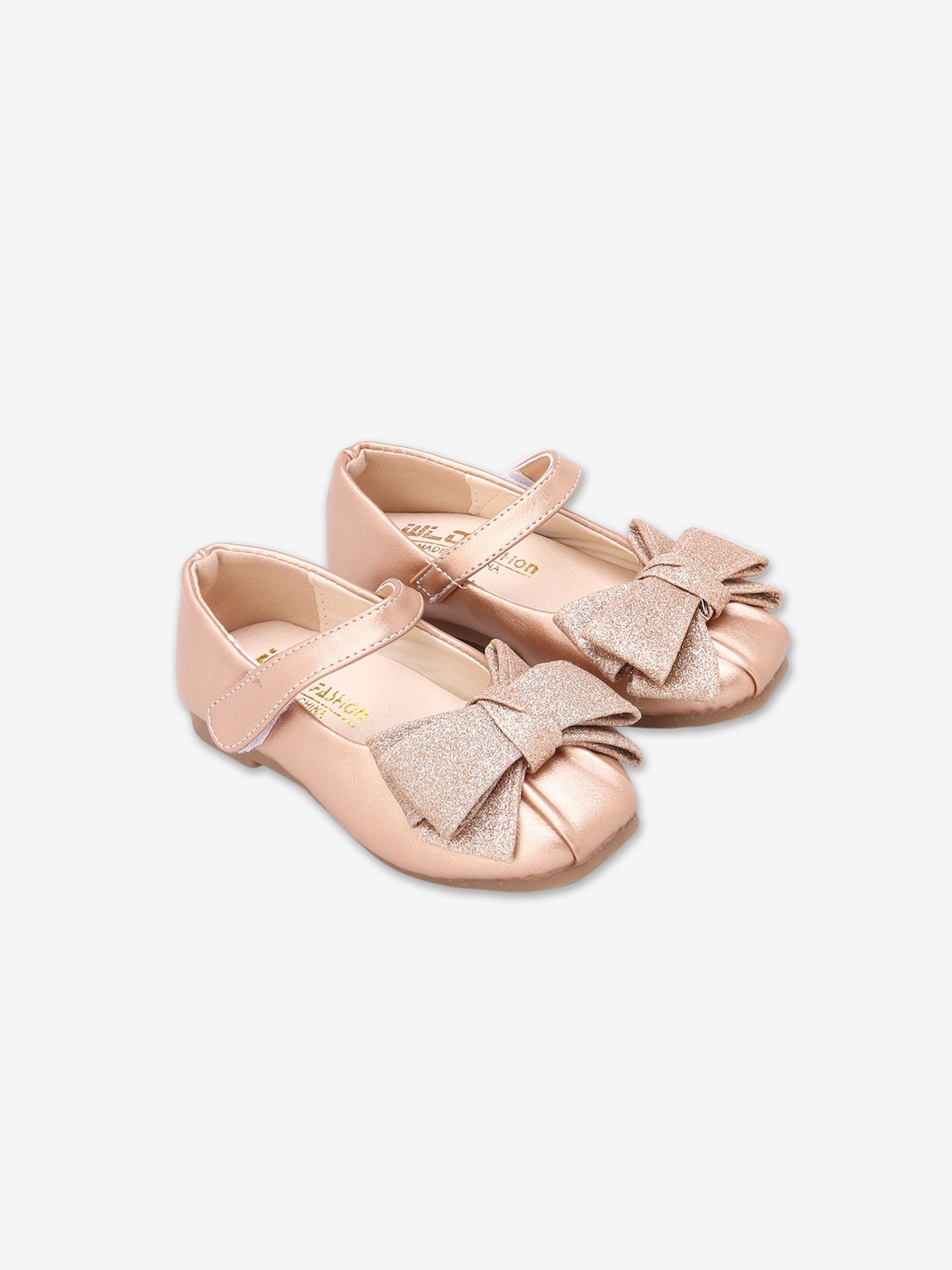

Hopscotch Girls Gold-Toned Textured Ballerinas with Bows