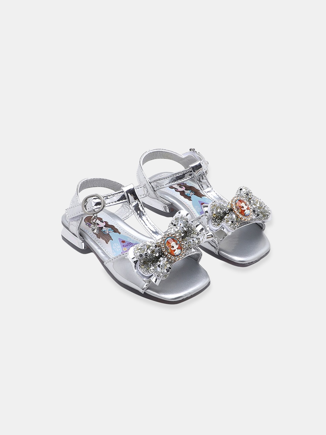 

Hopscotch Girls Silver-Toned Embellished Party Open Toe Flats