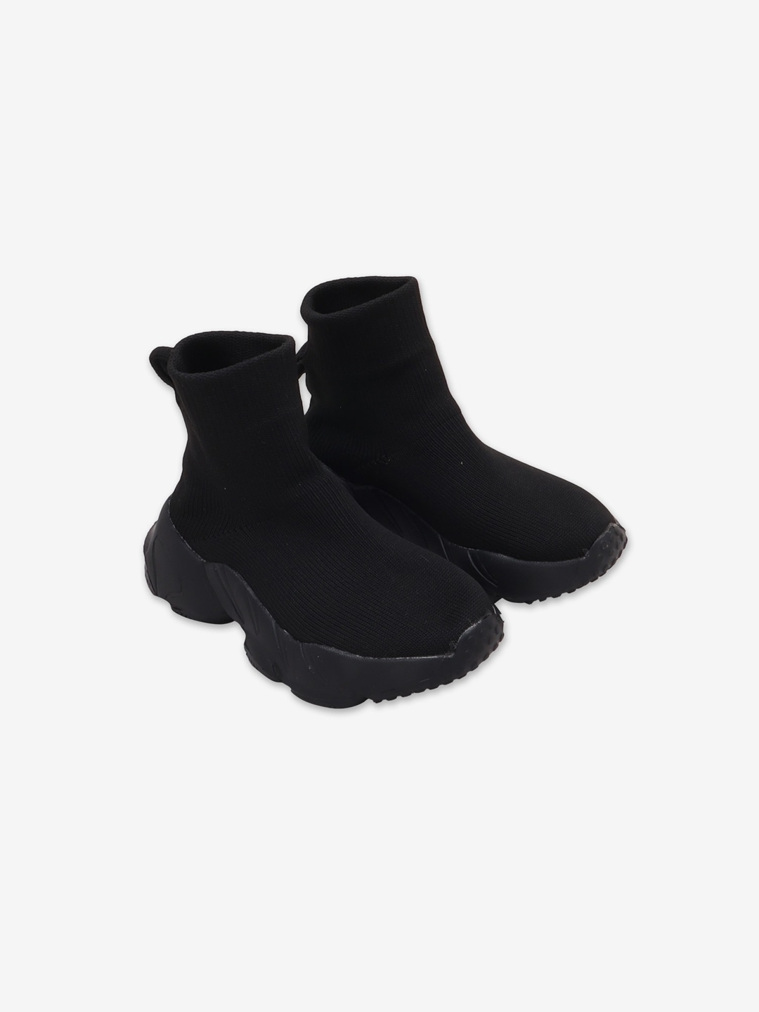

Hopscotch Kids Black Woven Design High-Top Slip On Sneakers