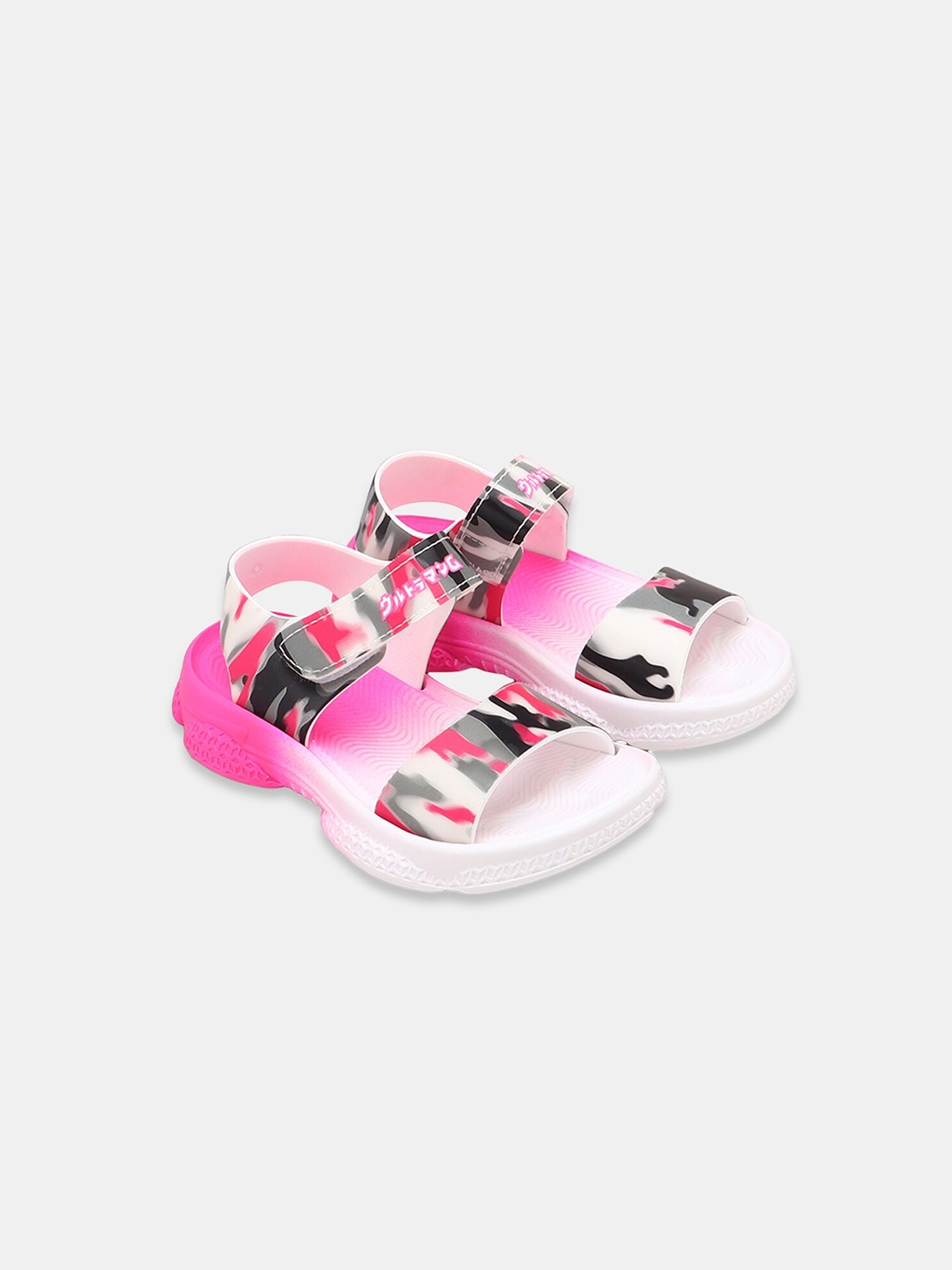 

Hopscotch Girls Pink And White Graphic Print Comfort Sandals