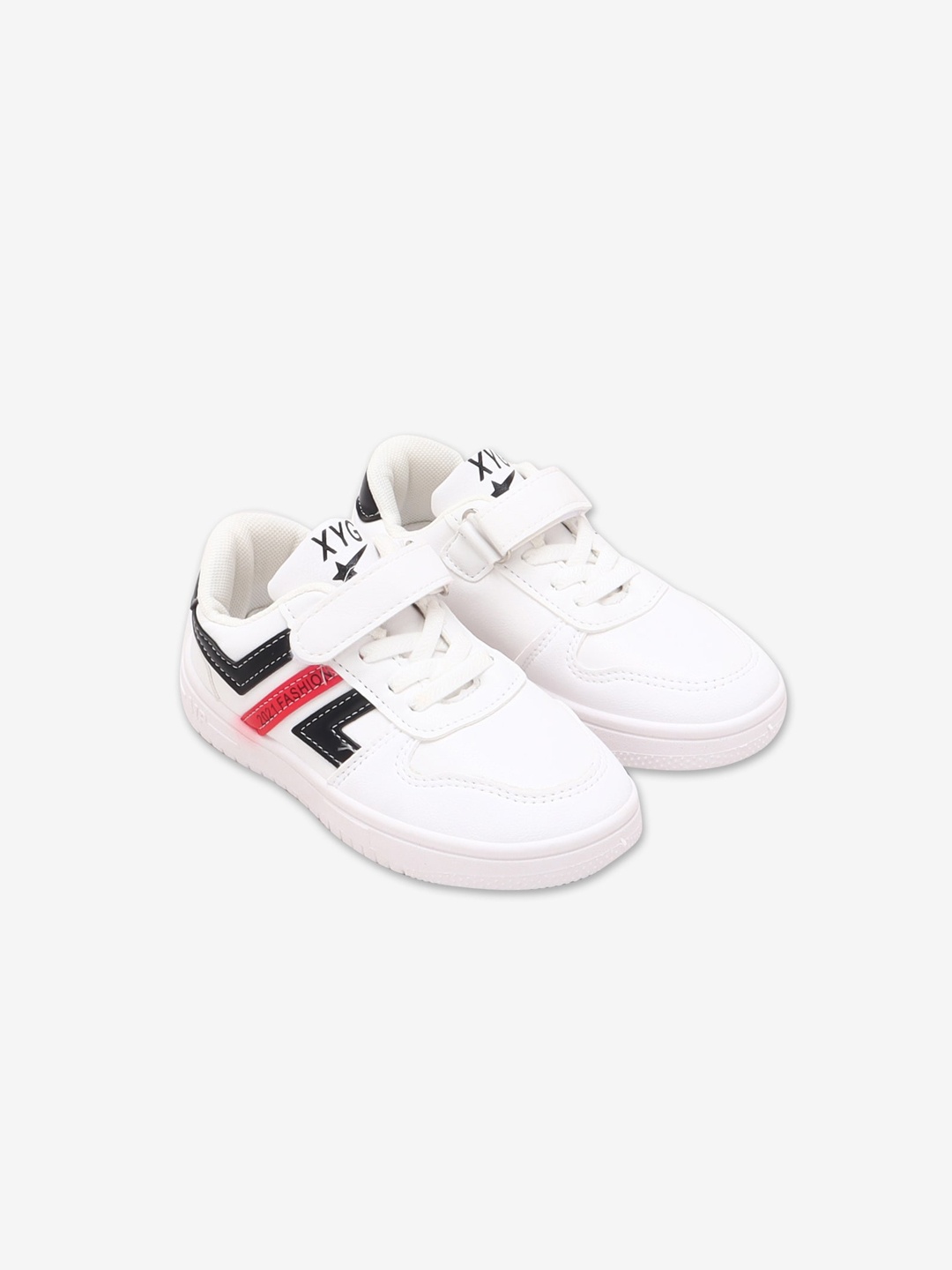 

Hopscotch Unisex Kids White Printed PU Sneakers