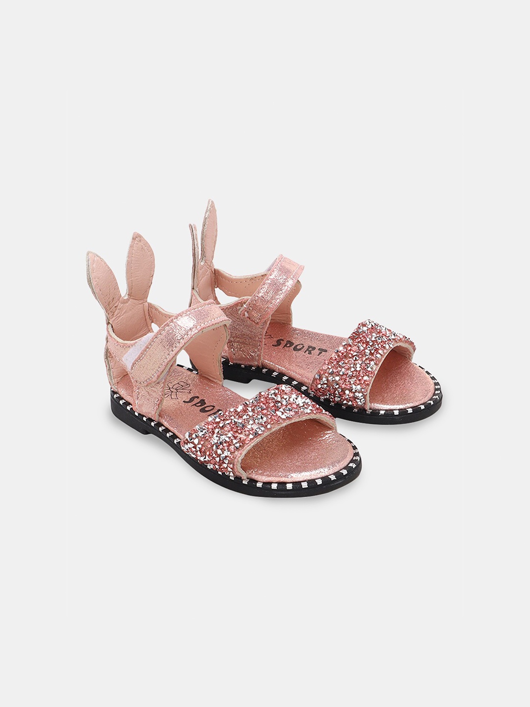

Hopscotch Girls Pink & Black Open Toe Glitter Comfort Sandals