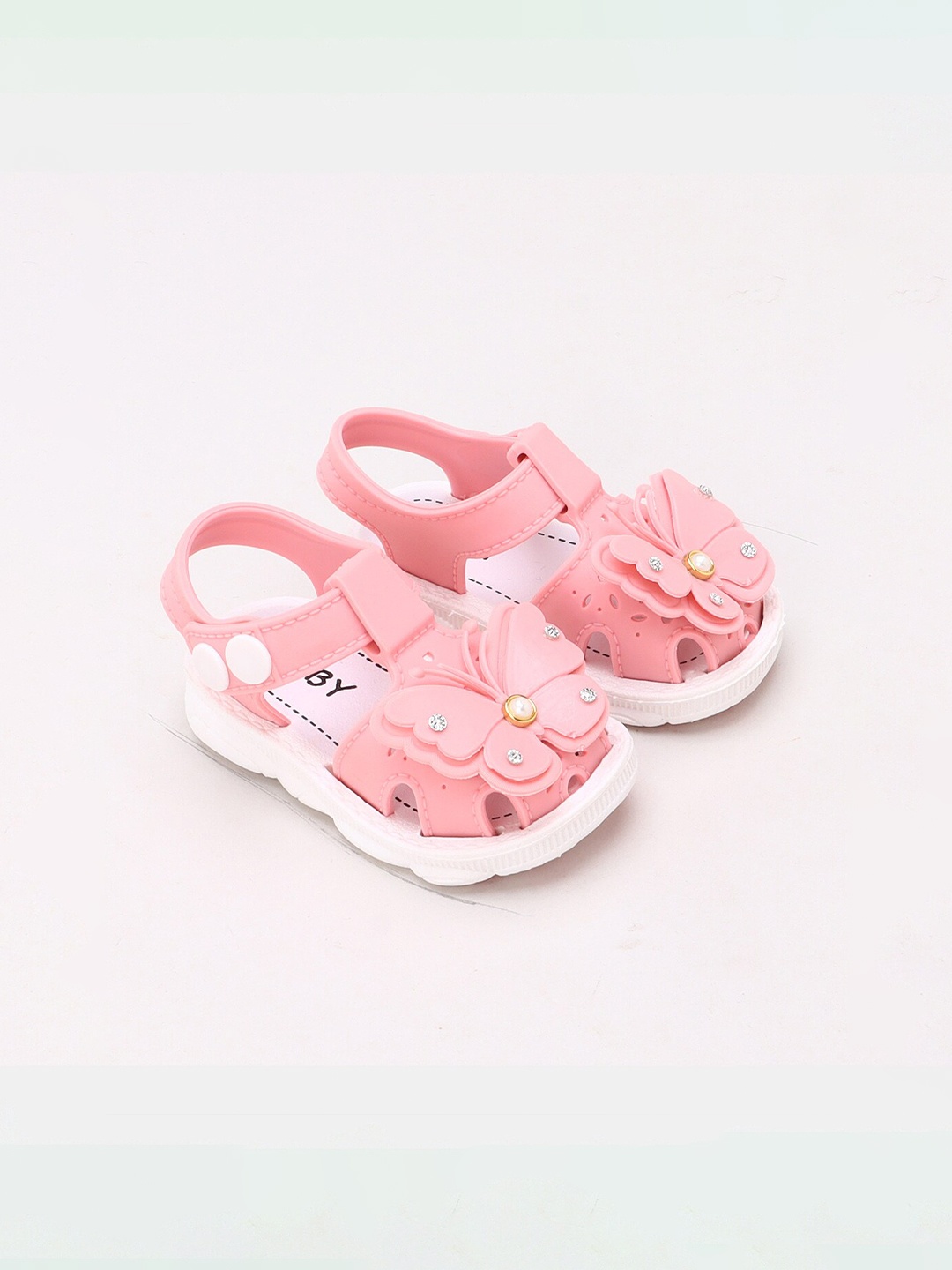 

Hopscotch Girls Pink & White Comfort Applique Sandals