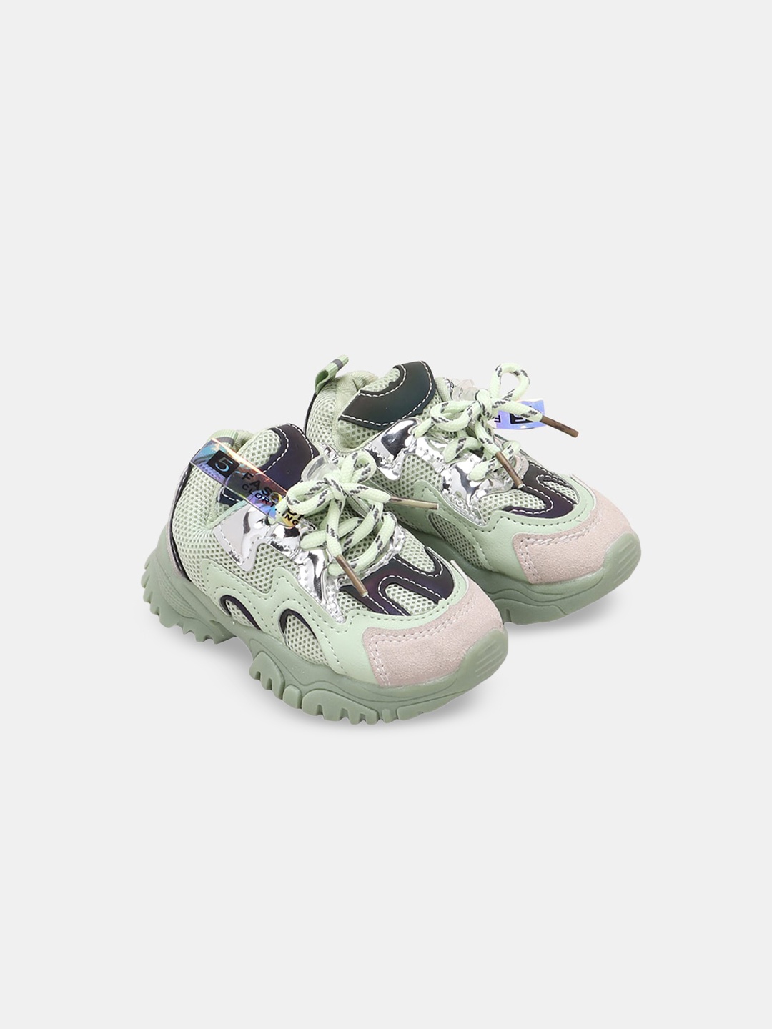 

Hopscotch Kids Green Perforations PU Fixed Lace Sneakers