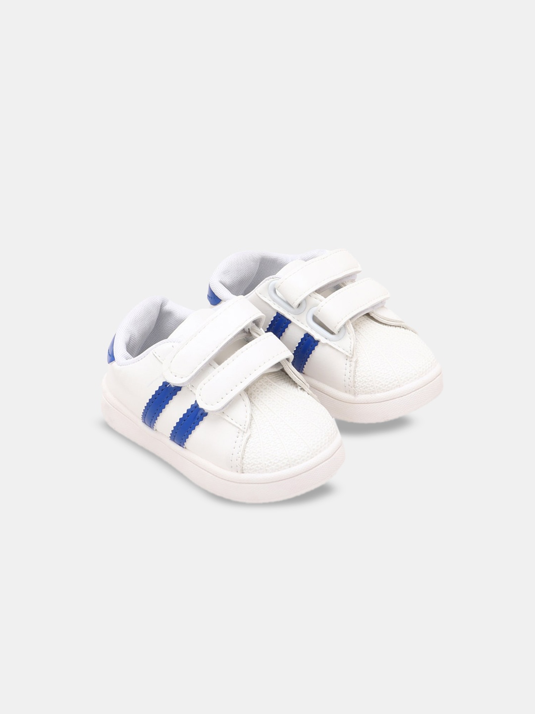

Hopscotch Boys White and Blue Striped PU Sneakers