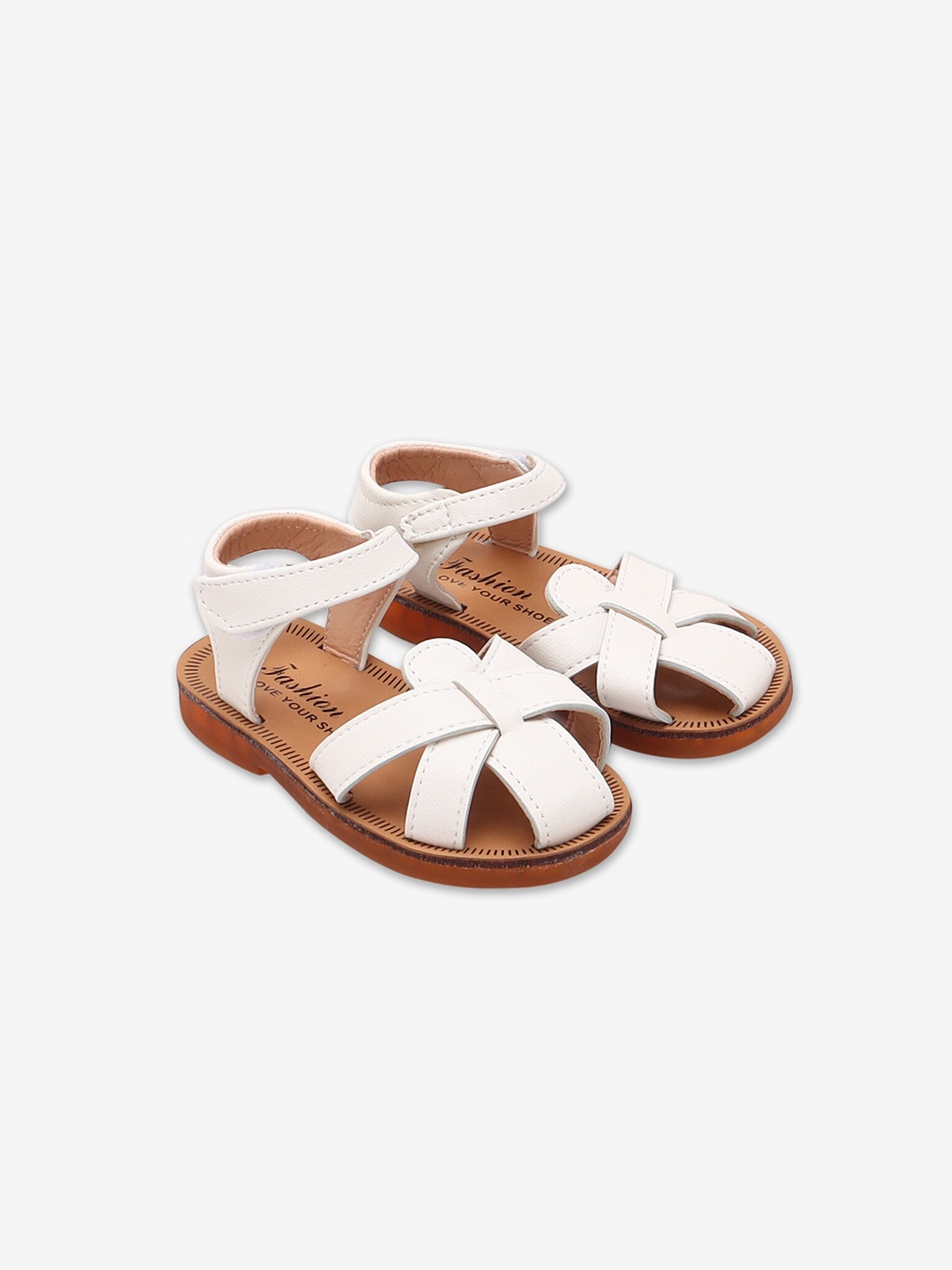 

Hopscotch Unisex Kids Beige & White PU Comfort Sandals