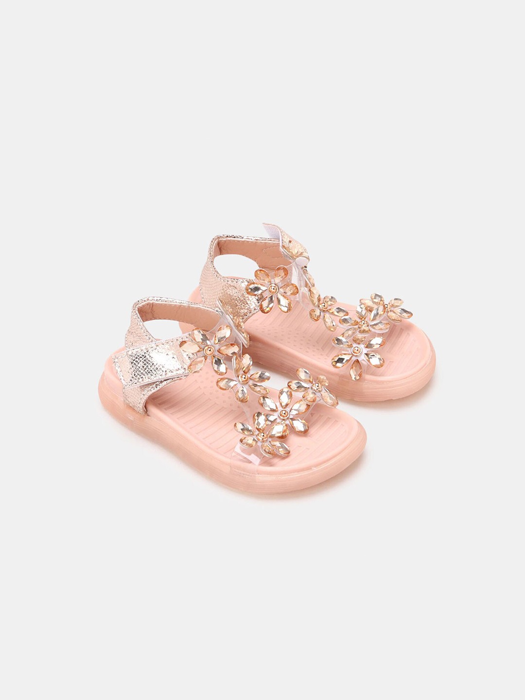

Hopscotch Girls Pink Embellished Ethnic Open Toe Flats