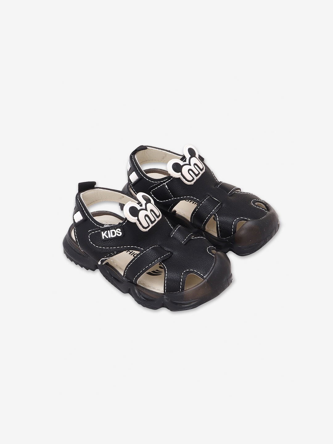 

Hopscotch Unisex Kids Black & White PU Fisherman Sandals