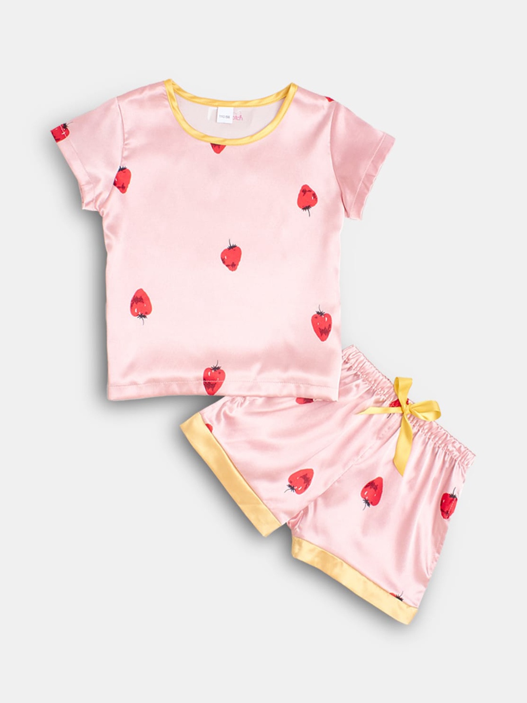 

Hopscotch Girls Peach-Coloured & Red Printed Night suit