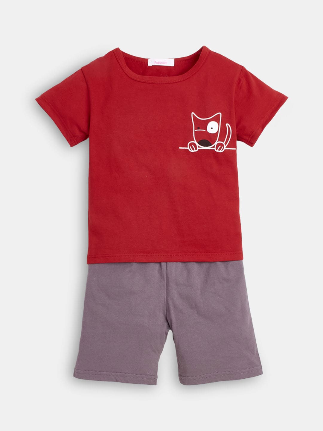 

Hopscotch Boys Red & Purple Printed Night suit