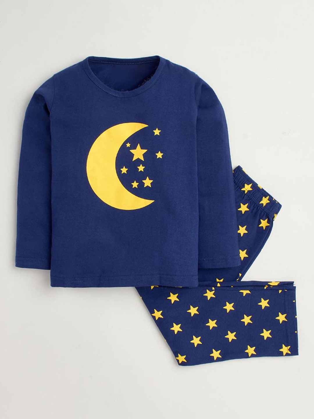 

Hopscotch Girls Navy Blue & Yellow Printed Night suit