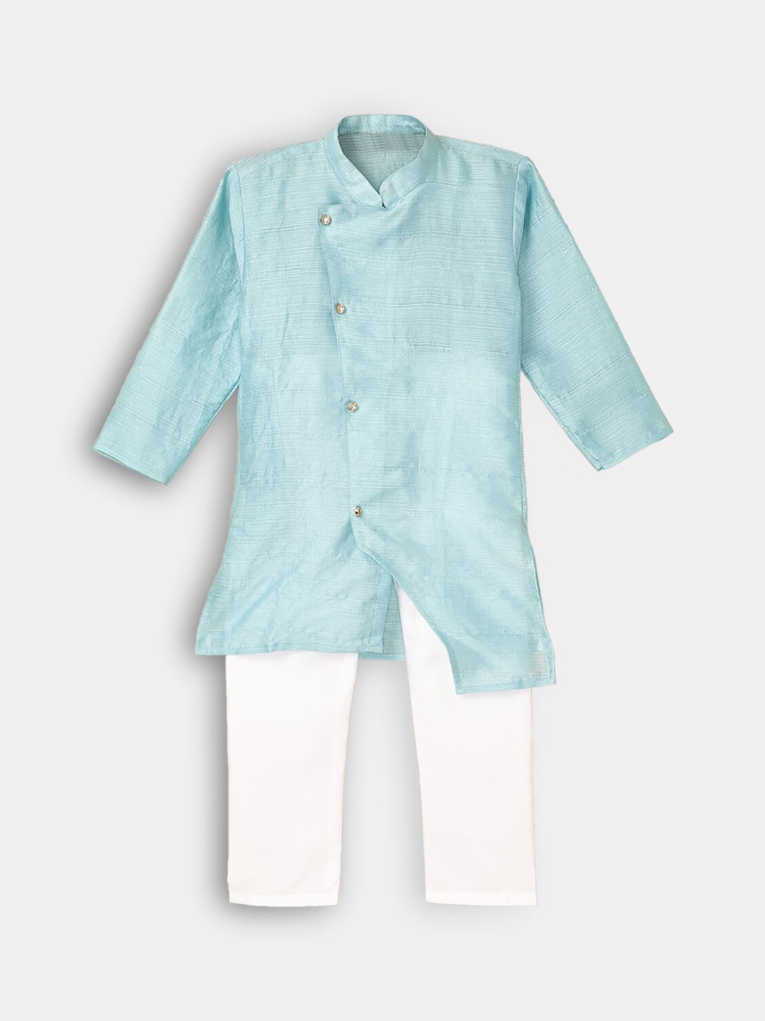 

Hopscotch Boys Turquoise Blue Pure Cotton Kurta with Pyjamas